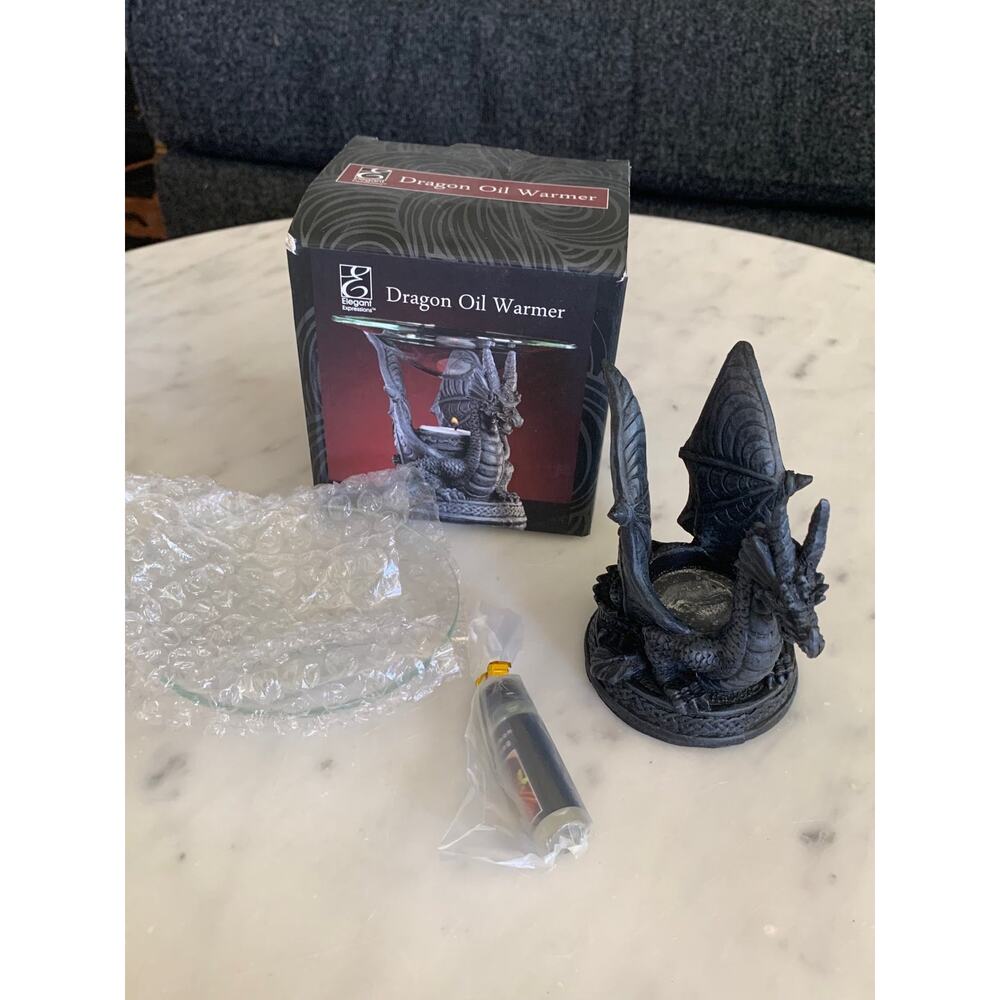 NIB Elegant Expressions Resin Dragon Oil Warmer